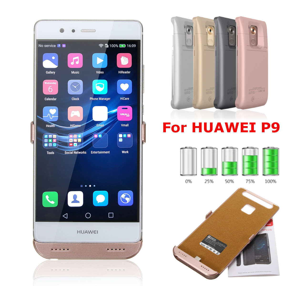 3800mAh External Battery Backup Charger Pack Power Bank Case For Huawei P9