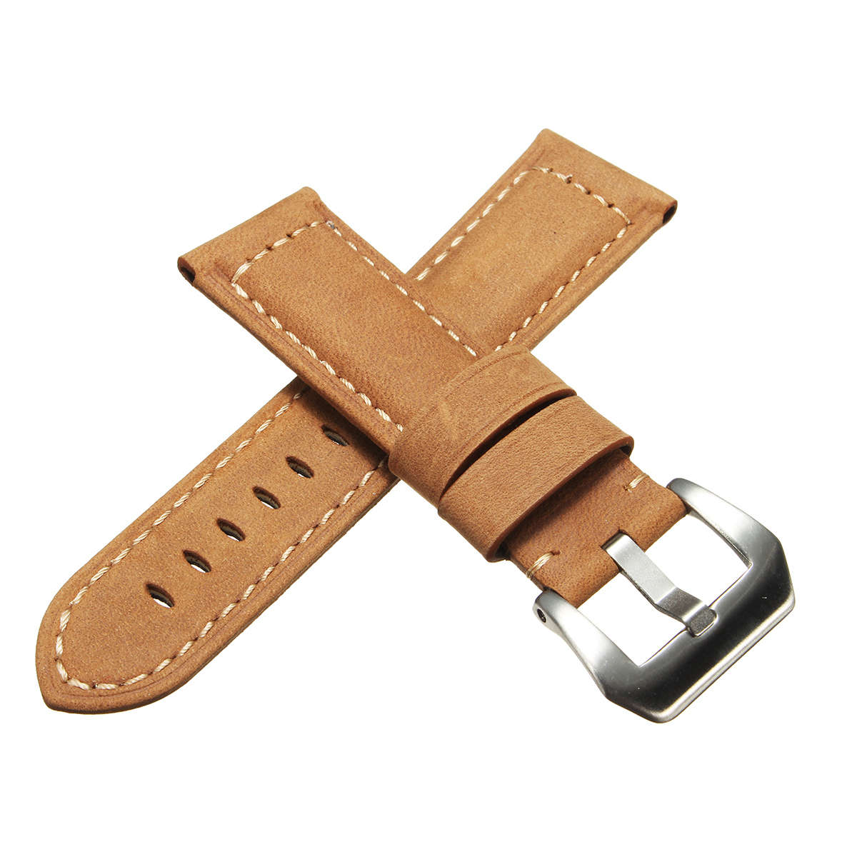 Mens Leather Watch Band Strap 22 24mm Dark / Light Brown for Panerai iWatch -* 22mm | Dark Brown
