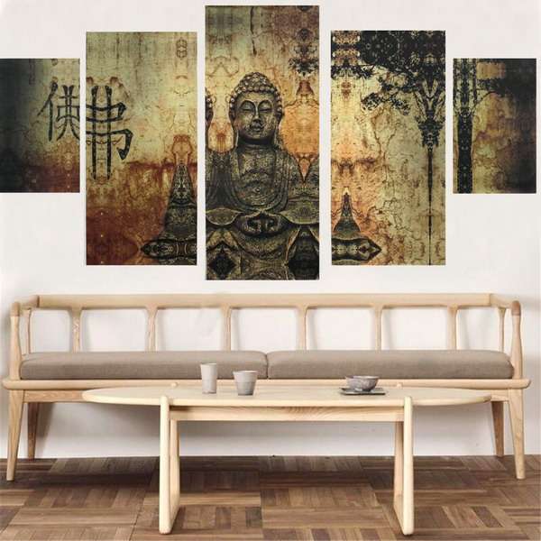 Frameless Huge Buddha Abstract Canvas Oil Painting Modern Art Home Wall Decoration