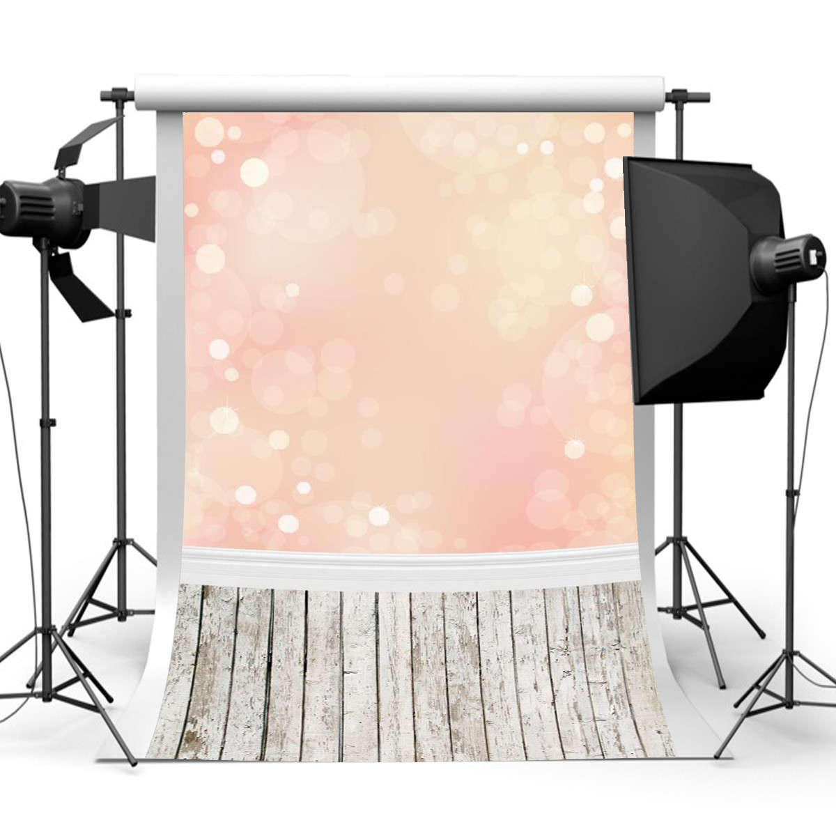 3x5FT Vinyl Newborn Wood Floor Orange Glow Photography Backdrop Background Studio Photo Prop