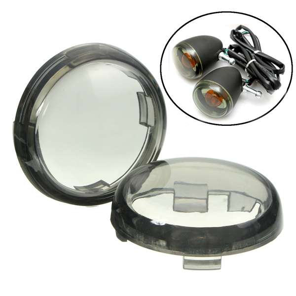 Pair Turn Signal Light Smoke Lens Cover For 1986-15 Harley Dyna Softail Sportster