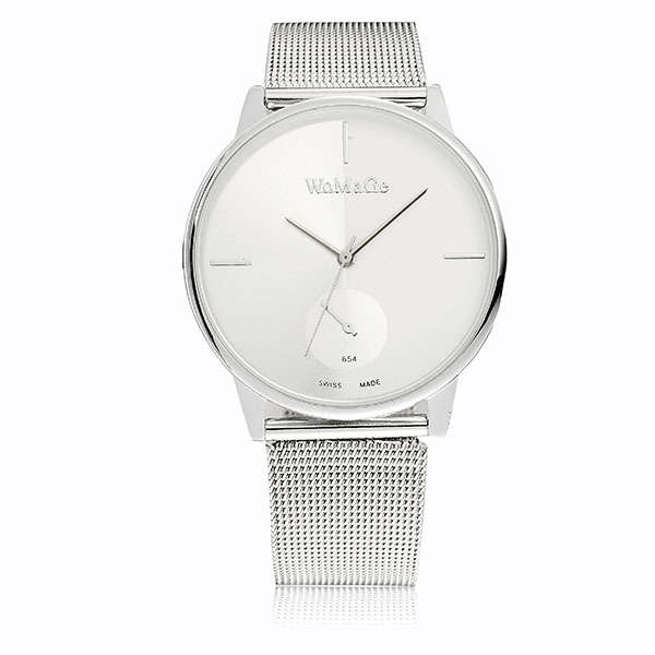 WoMaGe 654 Stainless Steel Mesh Band Analog Quartz Women Men Couple Watch -* White | Big
