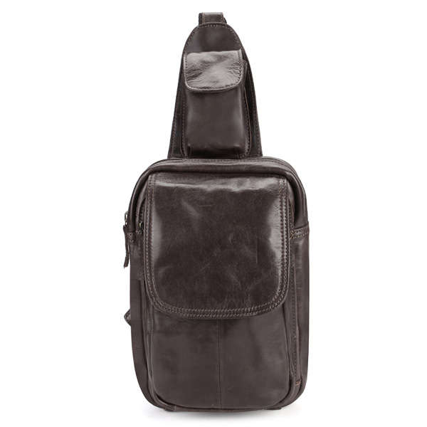 Vintage Retro Genuine Leather Cowhide Men Chest Bag Shoulder Bag