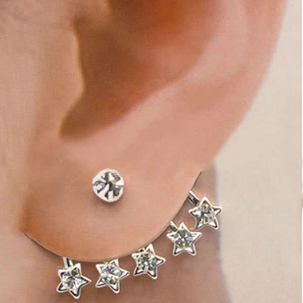 1pc Star Shaped Crystal Rhinestone Ear Cuff Stud Pin Earring