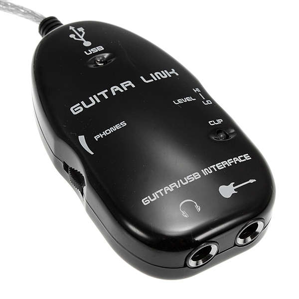 KONIX Guitar to USB Interface Link Cable MAC/PC Recording Record CD Black