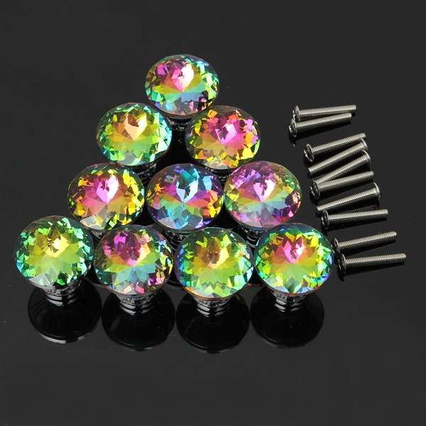 10 Pcs Knobs Handle Glass Cupboard Wardrobe Cabinet Door Drawer Grip 30mm