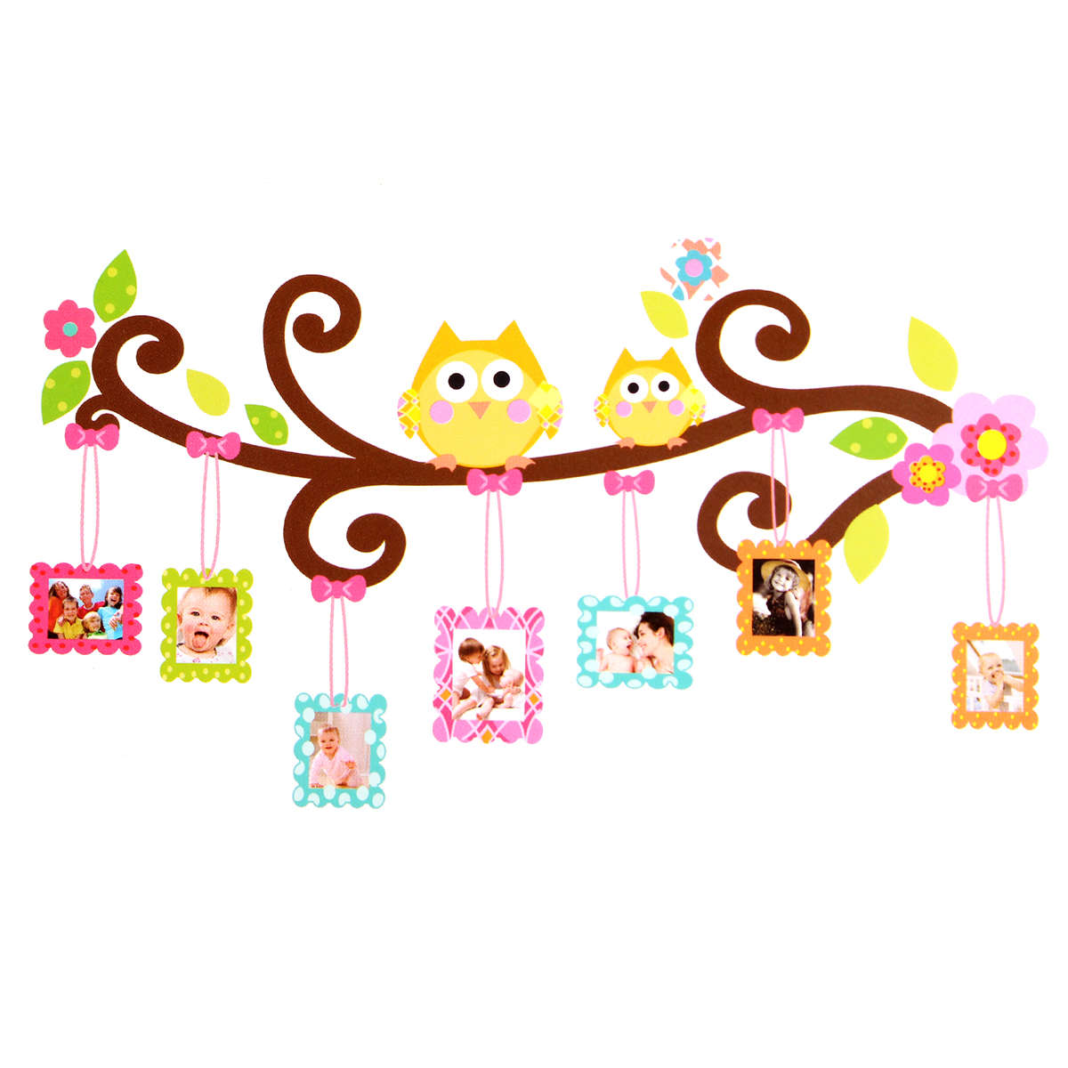 Owl Flower Tree Photo Frame Wall Sticker Vinyl Art Decal Kids Room Nursery Decor