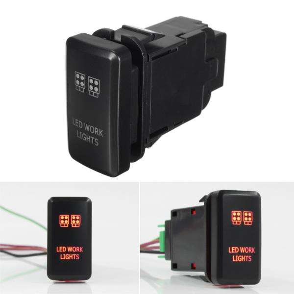 ABS 12V 3Amp Push Switch Red LED Light Bar For Toyota Fortuner Hilux Tacoma 2005-2011