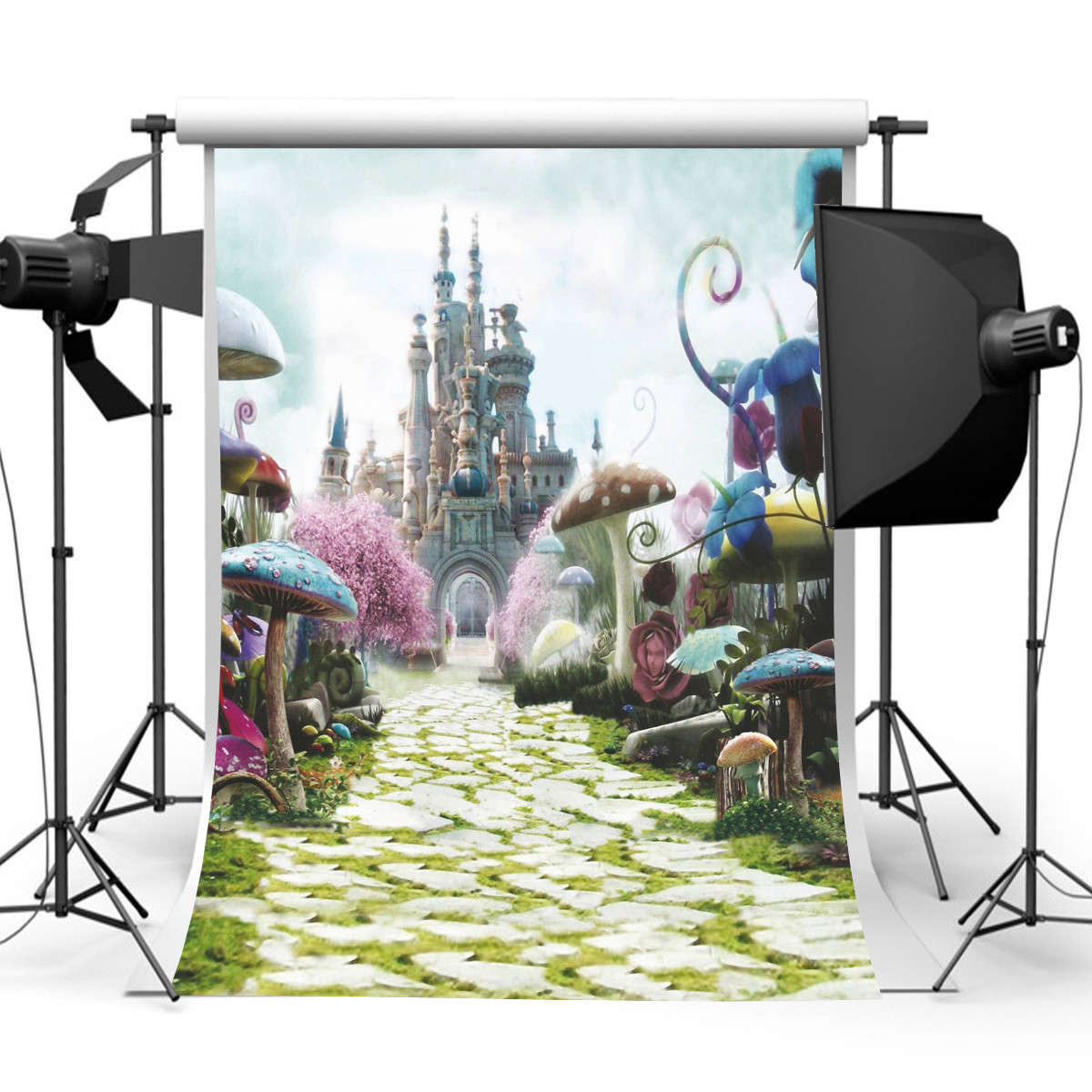 90x150CM 3x5FT Fairy Tale Mushroom Castle Vinyl Studio Photography Backdrop Props Background