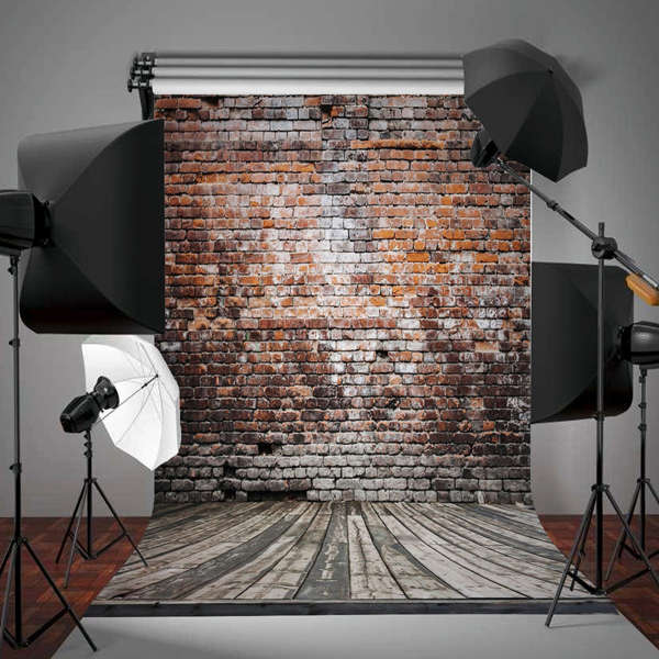3x5FT Vinyl Brick Wall Wood Floor Backdrop Shooting Studio Photography Props Background