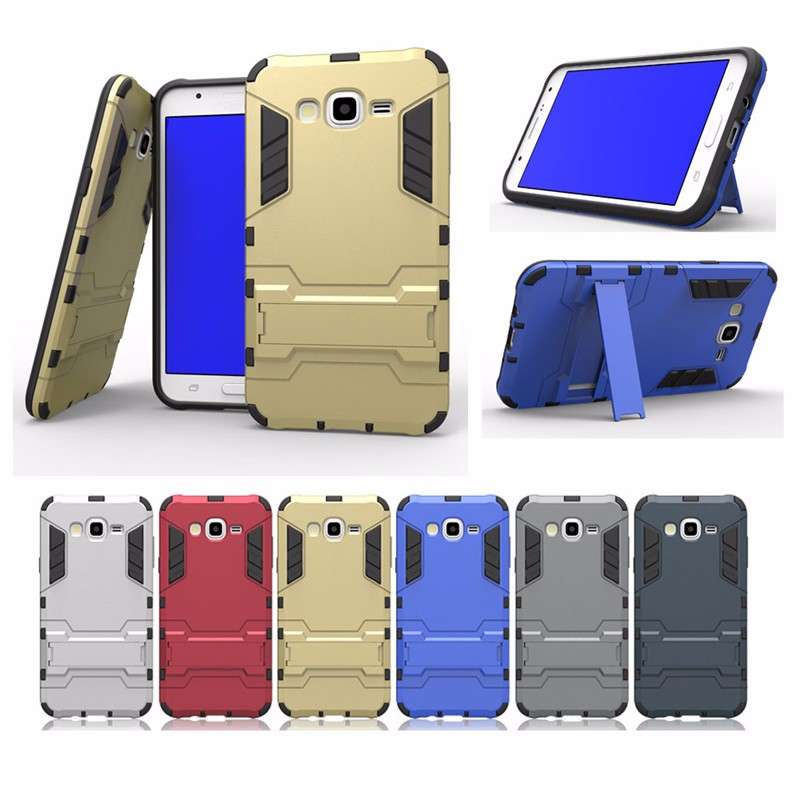 2 in 1 Armor Shockproof Back Case Phone Stand Bracket Protective Shell for Samsung Galaxy J7 (2015)