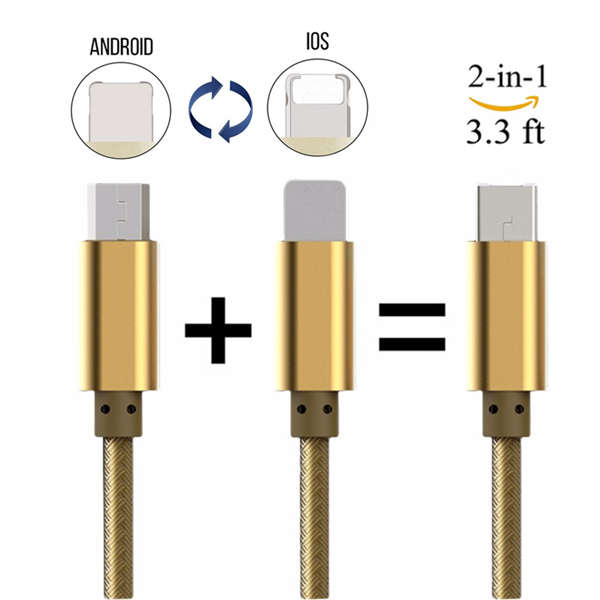 LDNIO LC88 2 in 1 1M 2A Micro and 8pin Connector Cable for iPhone Samsung Xiaomi