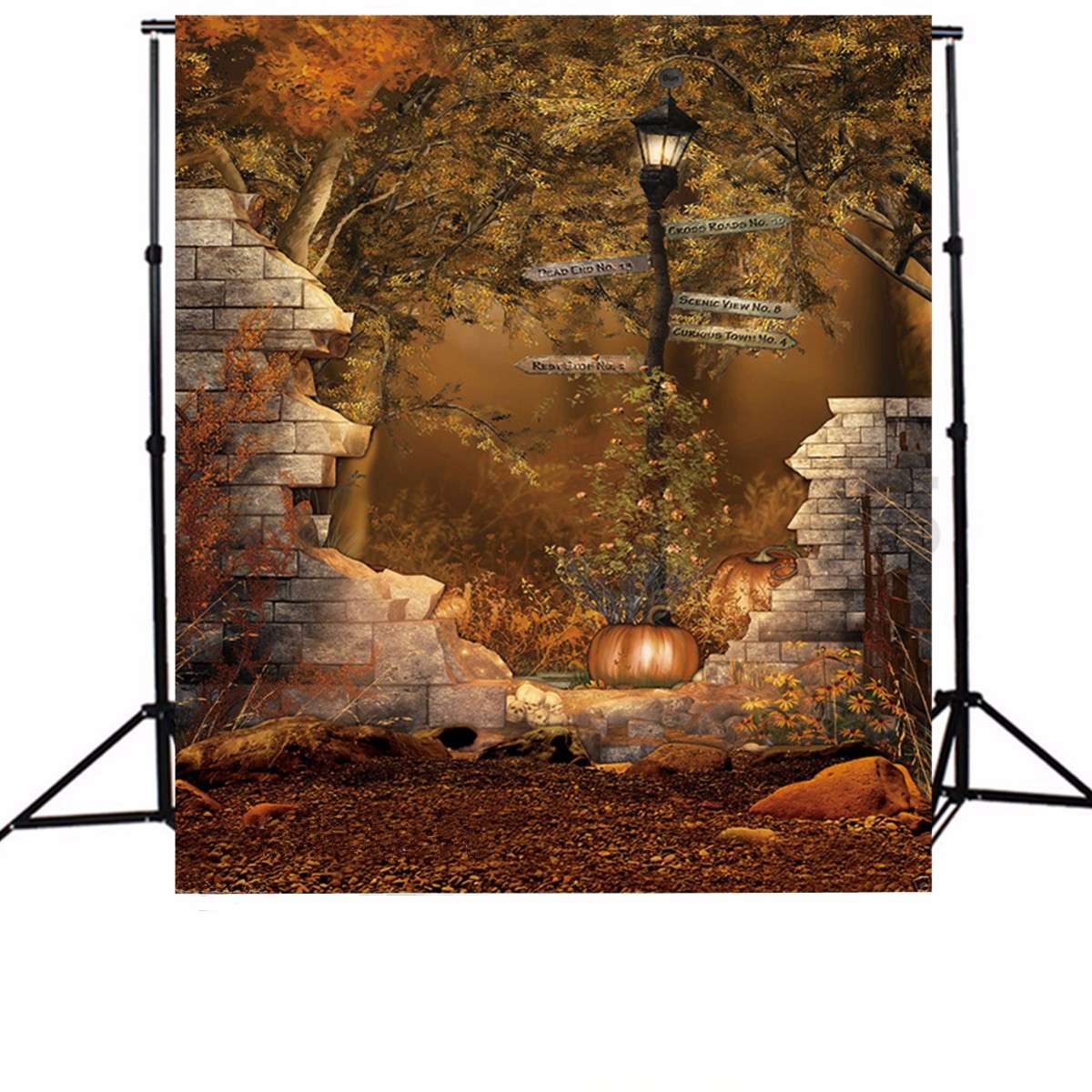 5x7ft Halloween Street Lamp Backdrop Photography Props Studio Photo Background