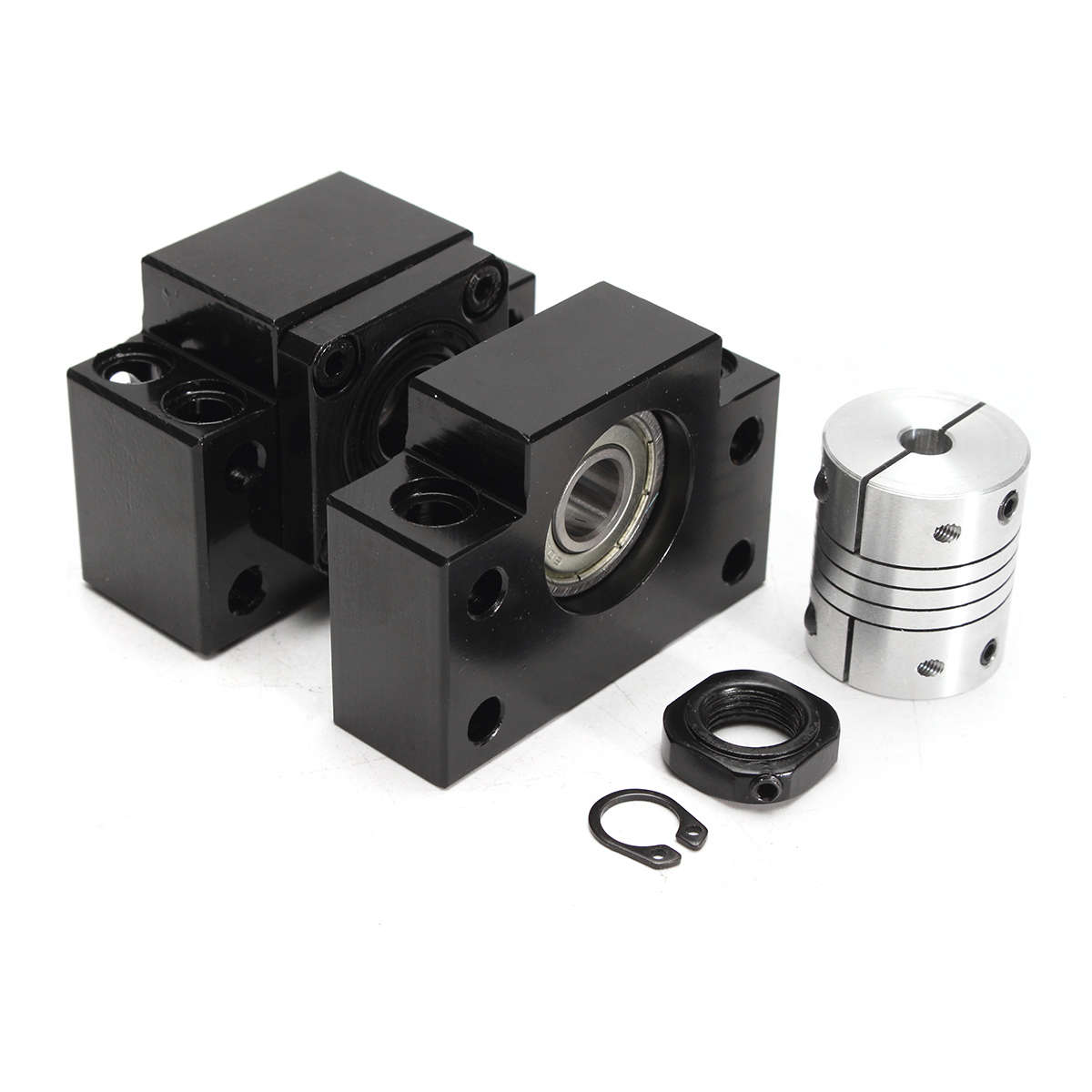 SFU1605 BK12 BF12 Ball Screw Supports with Coupler and Lock Nut Clasped