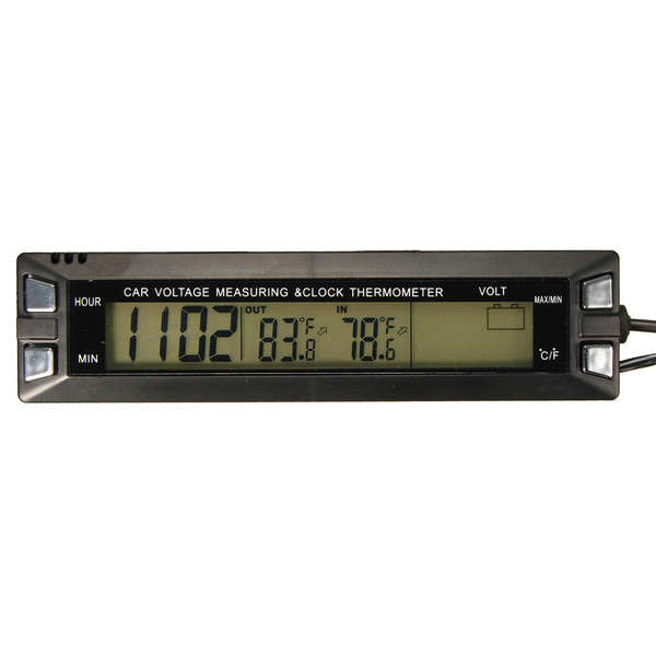 Car Auto LCD Digital Clock Thermometer Temperature Voltage Meter Battery Monitor