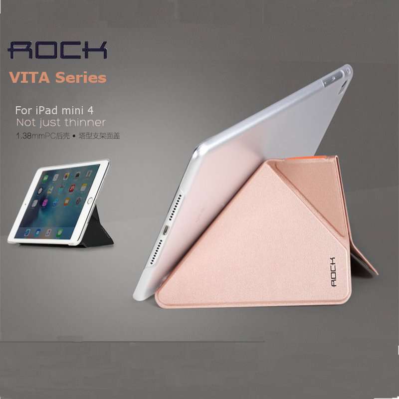 ROCK VITA Series Rose-gold Multi Folding Stand Tablet Case Cover For Apple iPad Mini 4