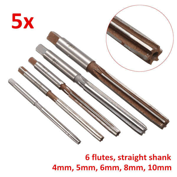 5pcs 4/5/6/8/10mm Straight Shank Alloy Steel Hand Reamer Set
