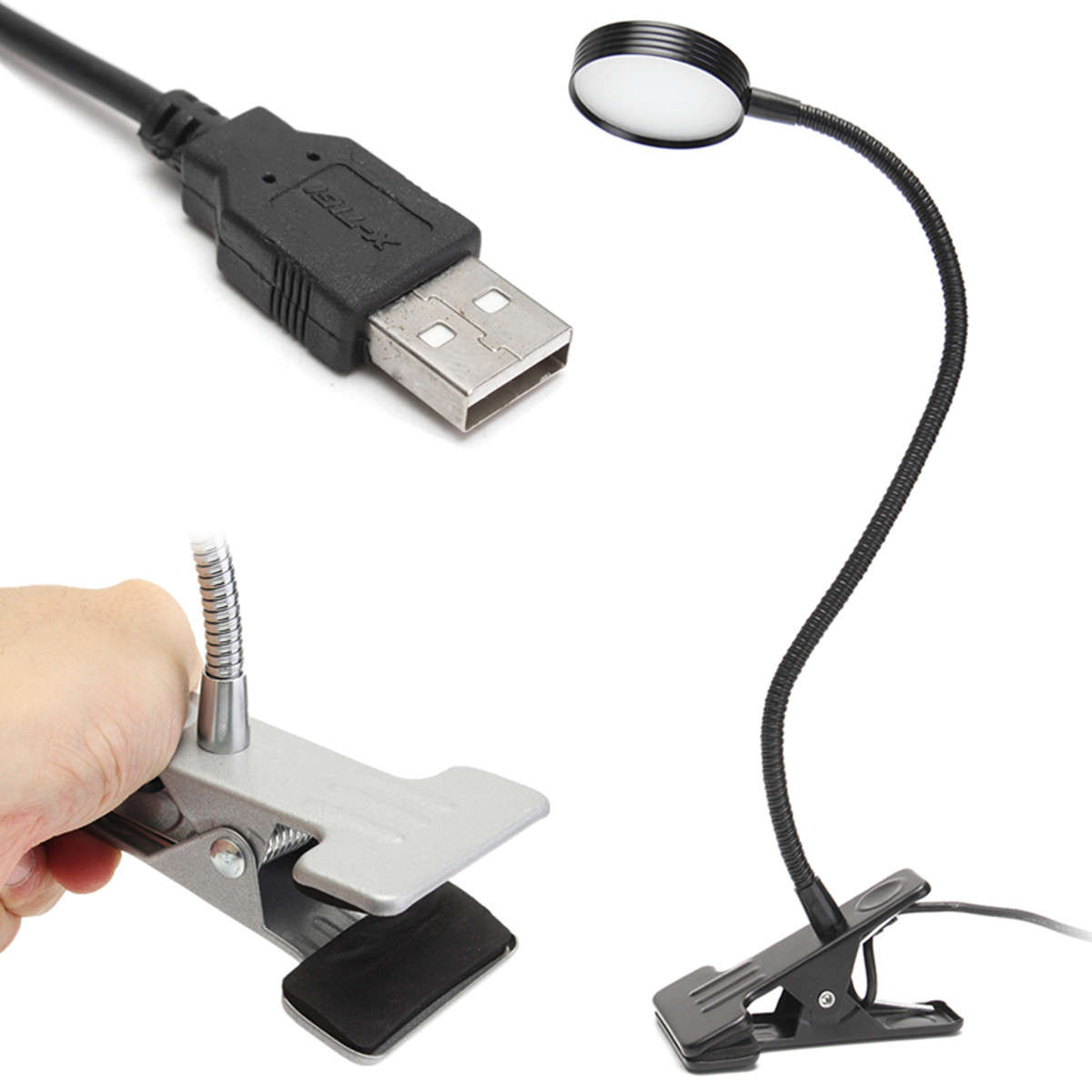 5W Flexiable USB Clip-On LED Table Desktop Light Bedside Laptop Bed Reading Lamp -* F