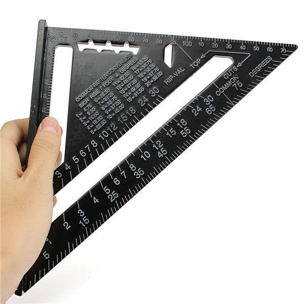 Raitool¿¿¿ AR01 260x185x185mm Metric Aluminum Alloy Triangle Ruler Black Triangular Rule