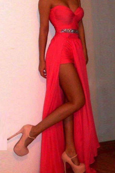 Split Rose Ankle-length Formal Evening Dress