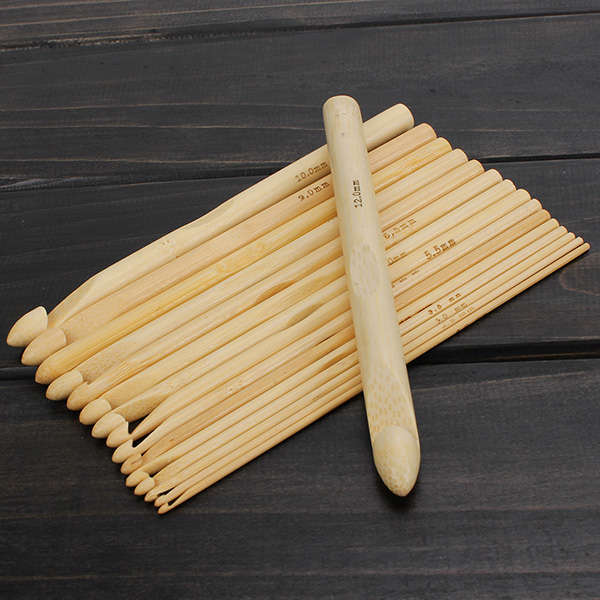 16pcs Bamboo Sweater Scarf Crochet Hooks Knitting Craft Tools *Free Shipping