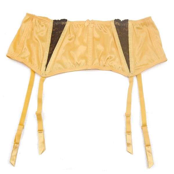 Cacique Gorgeous Satin &Lace Garter Belt Gold US 14/16