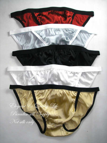NWT LOT 5 PAIR SILK MEN'S BRIEFS STRING BIKINIS PANTIES XL