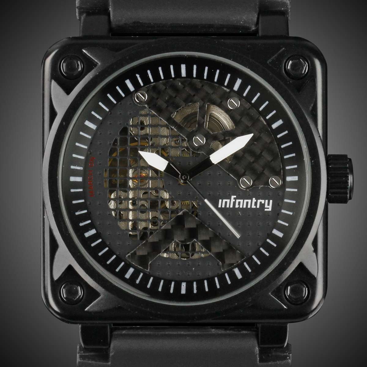 INFANTRY MILITARY CO. IN-023-O-R Stealth Auto Mech Watch BOXED, FULLY LOADED!