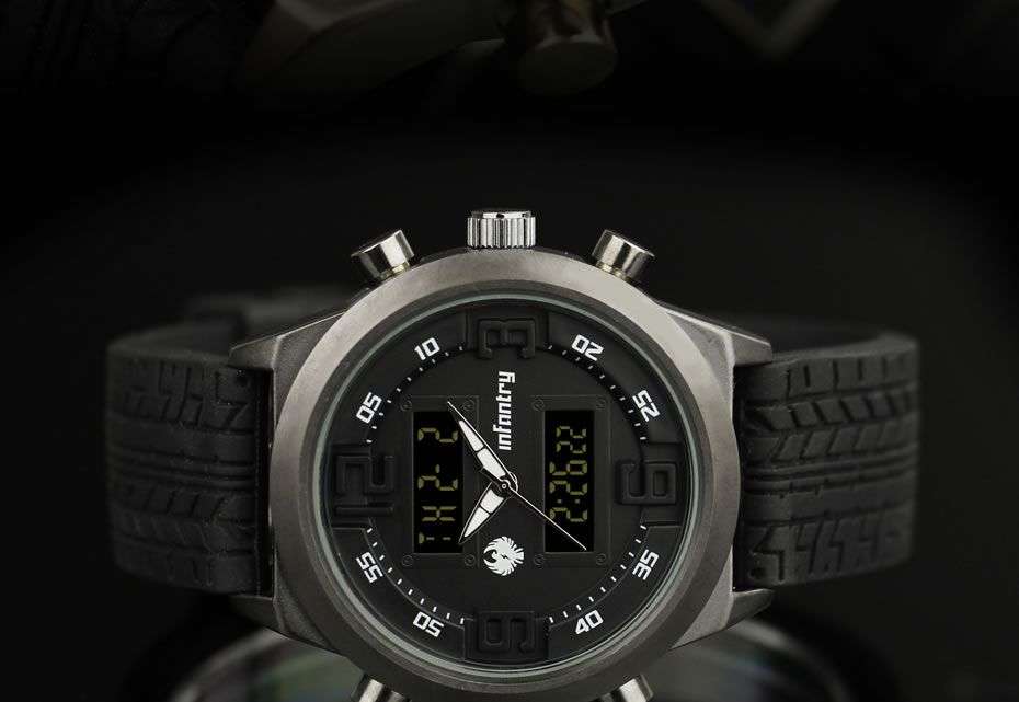 INFANTRY MILITARY CO. IN-033-BLK-R Roadblock Watch BOXED, FULLY LOADED!