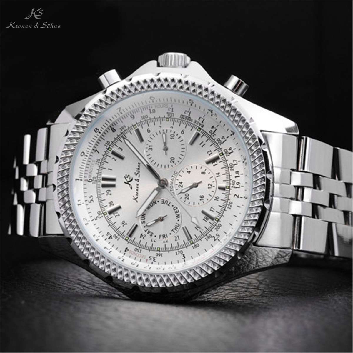 KRONEN & SOHNE Automatic Wind Walker Chrono Watch Brand new w/ BOX, PAPERS