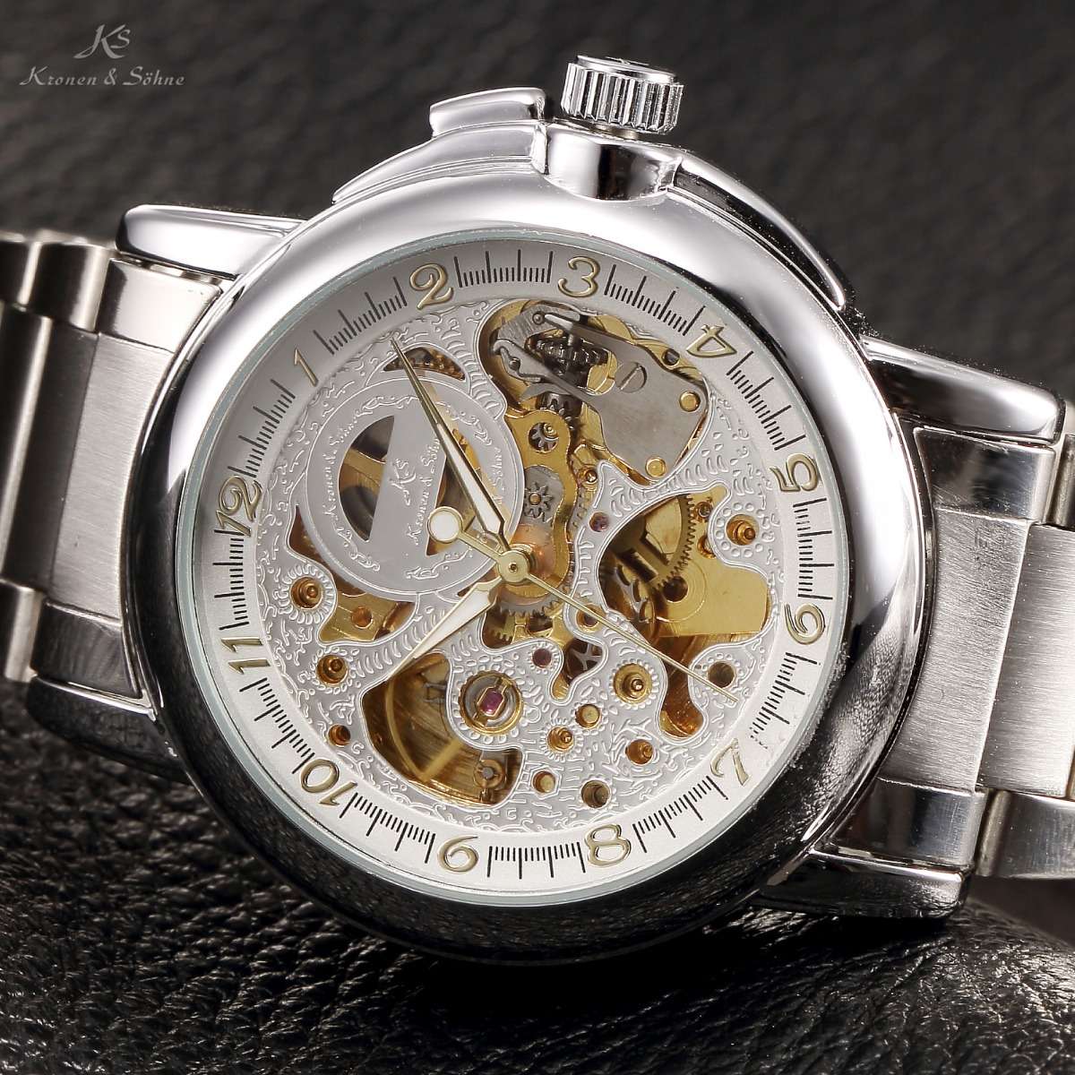 brand new KRONEN & SOHNE **Mech Warrior** Skeleton Steel Automatic Mechanical Watch