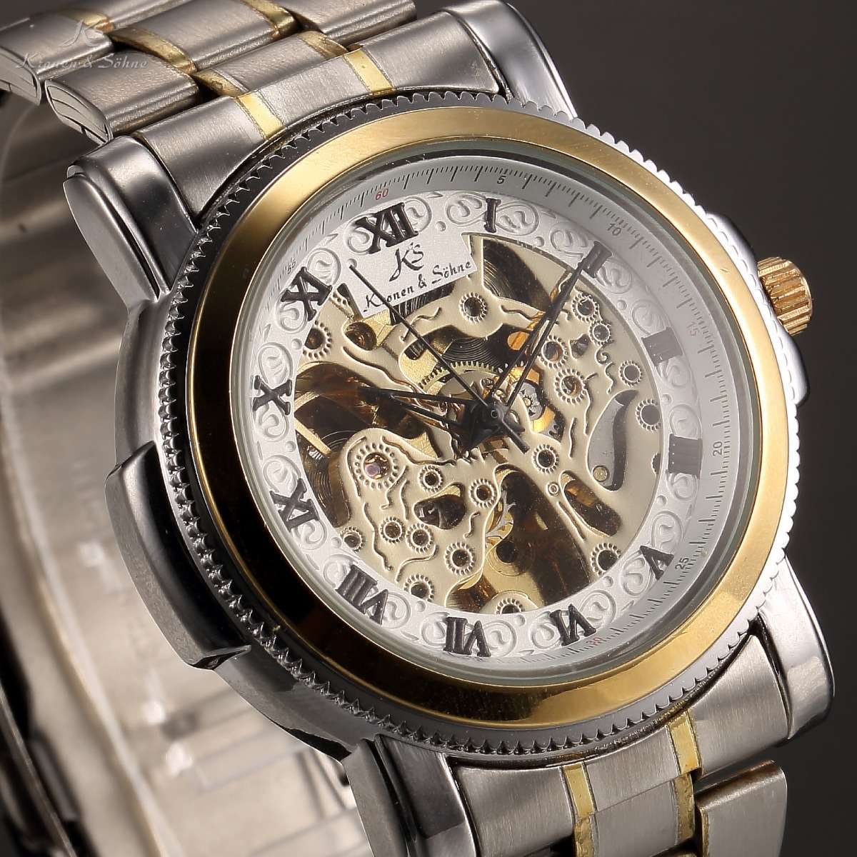 brand new!! KRONEN & SOHNE **Mech Warrior** Skeleton Steel Automatic Mechanical Watch