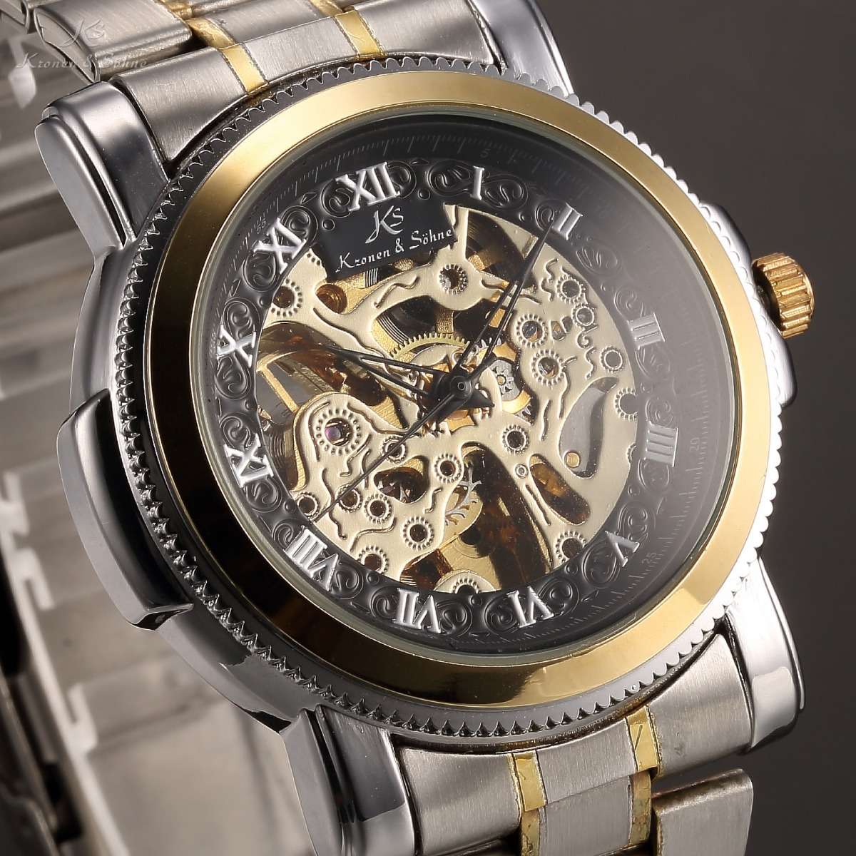 KRONEN & SOHNE **Mech Warrior** Skeleton Steel Automatic Mechanical Watch BRAND NEW IN BOX@@
