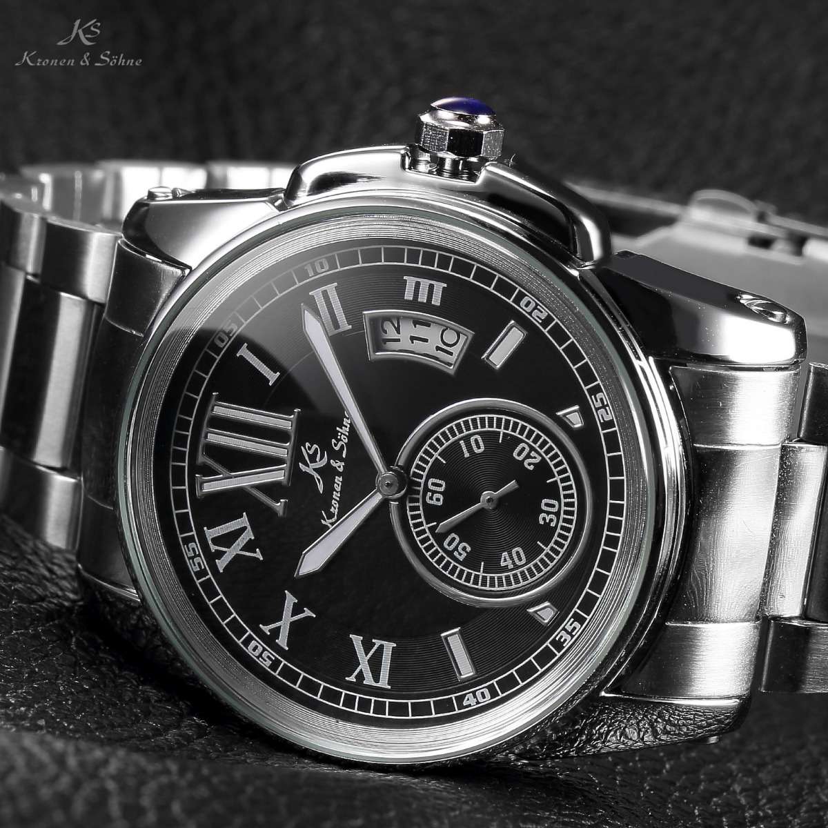 KRONEN & SOHNE Navigator STEEL Voyager AUTOMATIC Watch w/ BOX AND PAPERS