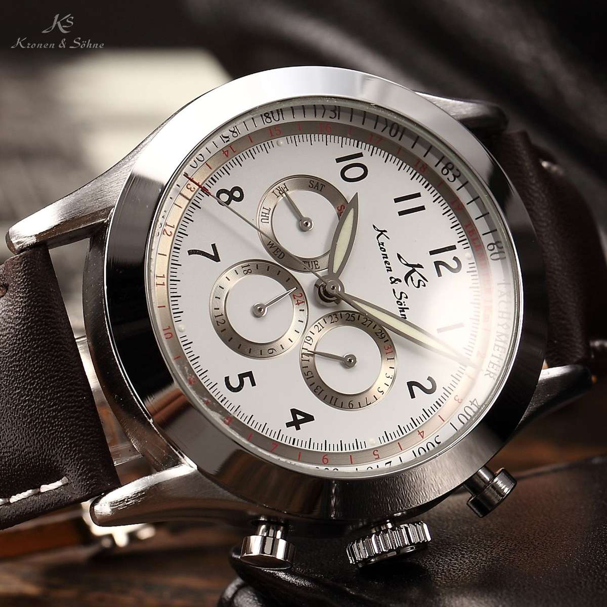 KRONEN & SOHNE Imperial Collection Automatic MECCANICO Chronograph Watch w/ box, papers, warranty