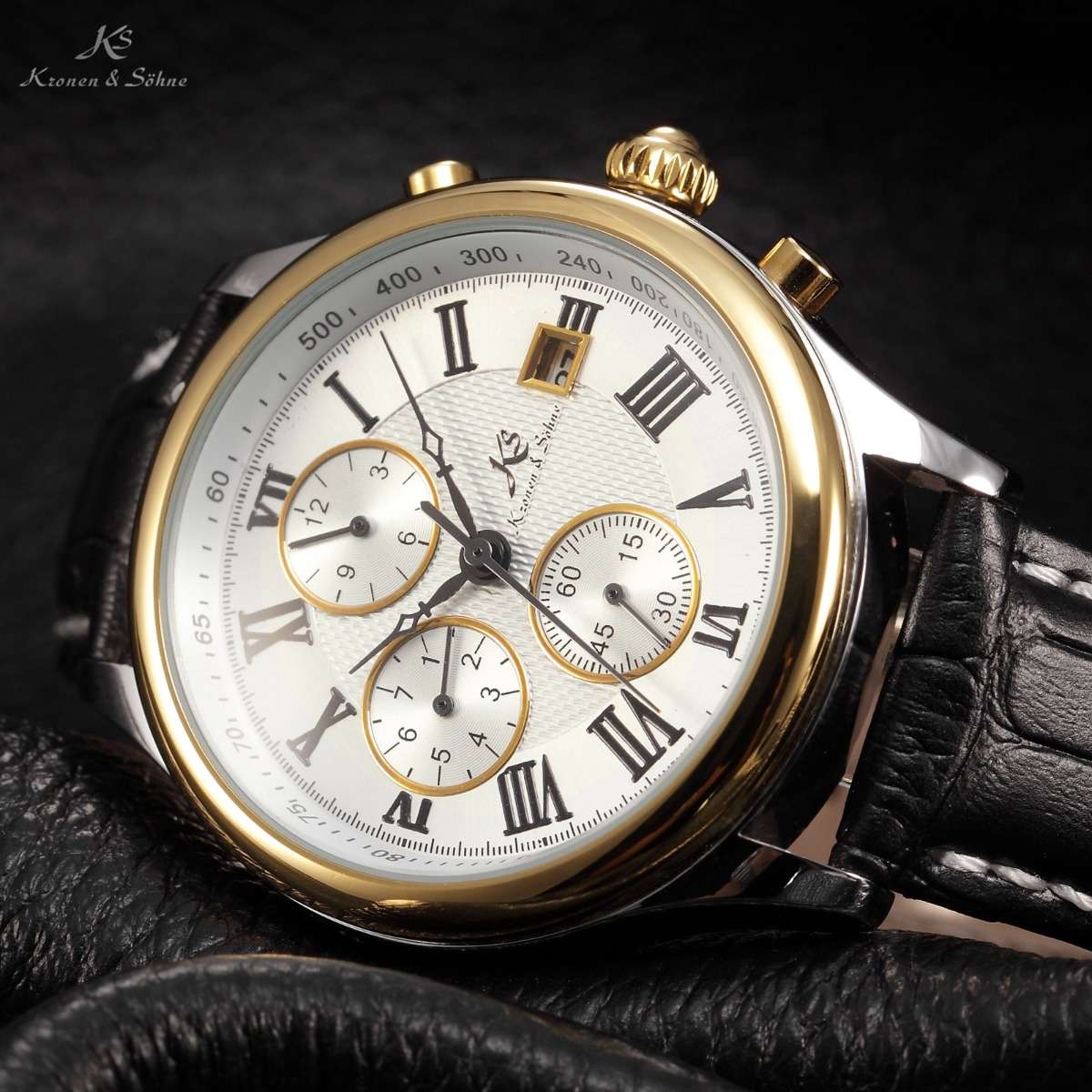 KRONEN & SOHNE Nautilus Voyager AUTOMATIC Jules Verne Chronograph Watch w/ BOX AND PAPERS