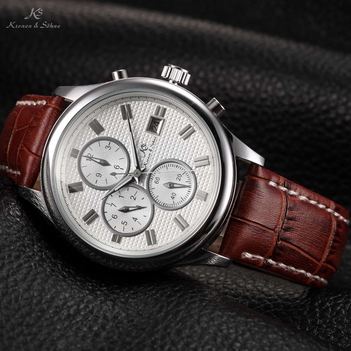 KRONEN & SOHNE Nautilus AUTOMATIC Jules Verne Chronograph Watch w/ BOX AND PAPERS