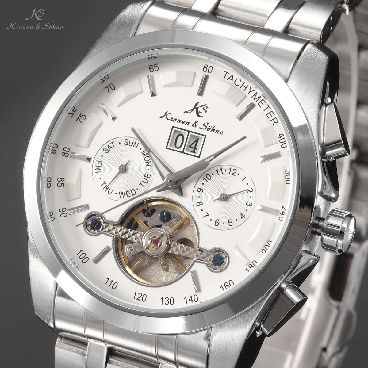 KRONEN & SOHNE Voyager Automatic TOURBILLON Watch w/ BOX AND PAPERS