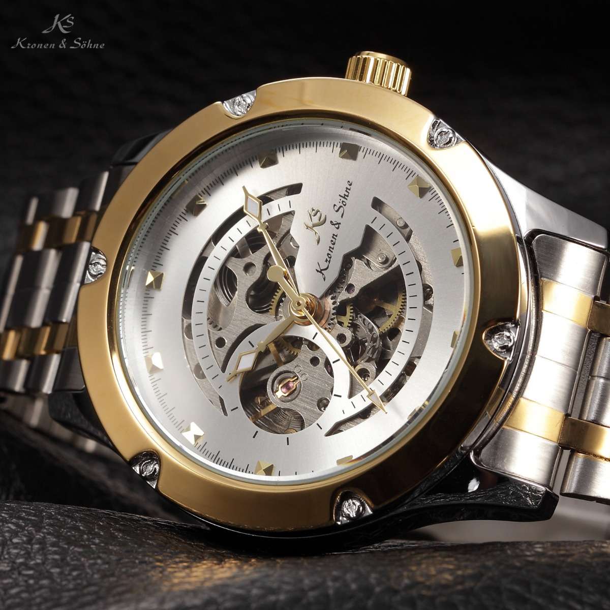 KRONEN & SOHNE Voyager Glass Skeleton Automatic Steel Watch w/ BOX AND PAPERS