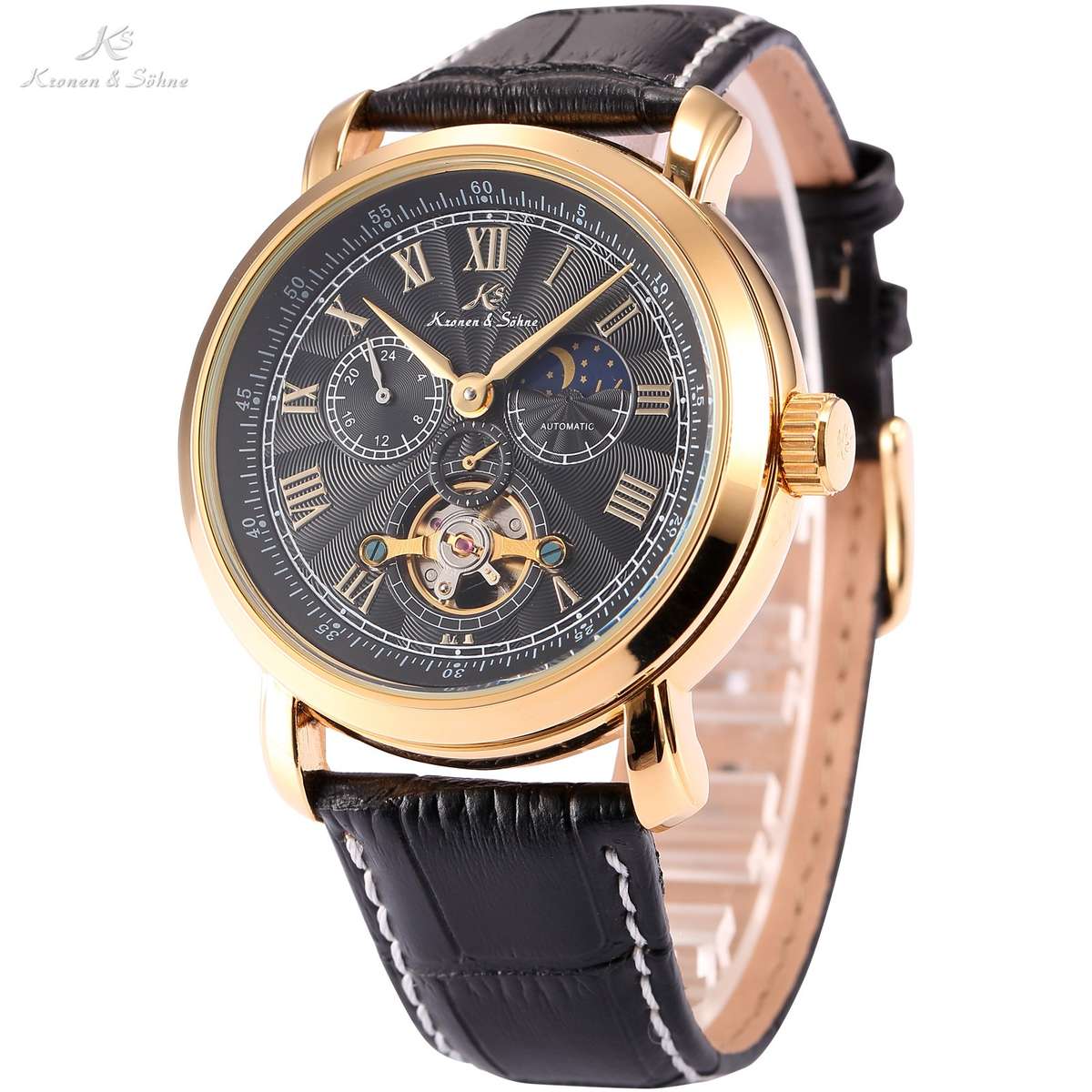 KRONEN & SOHNE Moonphase Skeleton Tourbillon Chrono Watch Brand new w/ BOX, PAPERS