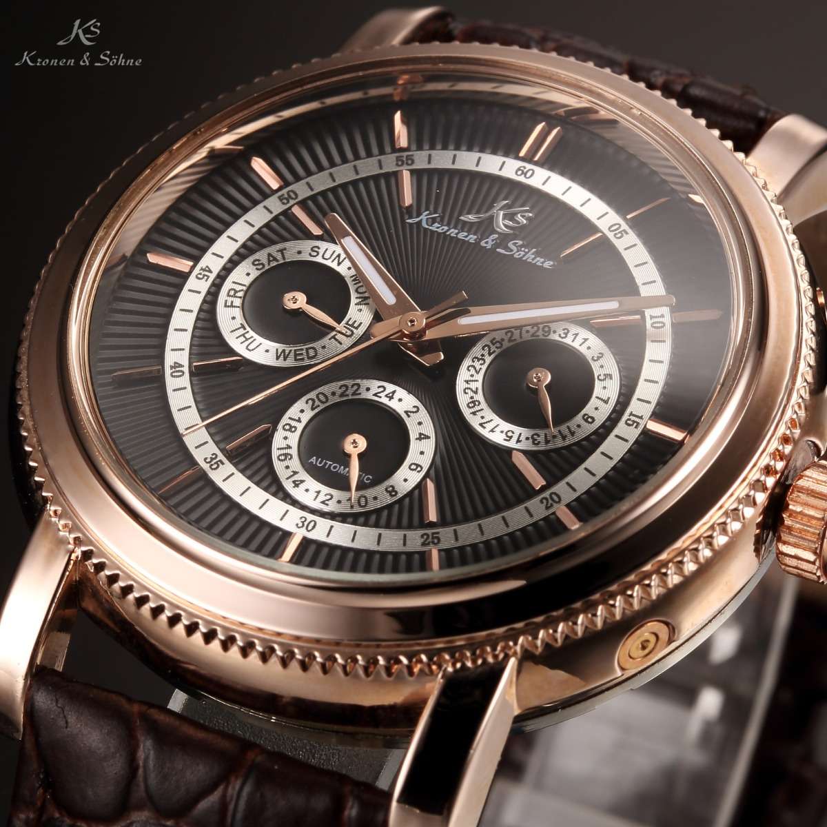 KRONEN & SOHNE Automatic Imperial Coin Edge Watch Brand new w/ BOX AND PAPERS