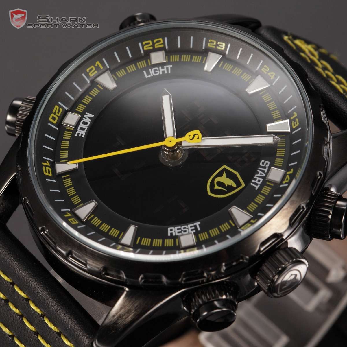 brand new!! SHARK DUAL LED 50mm LANTERN SHARK WATCH W/ BOX, PAPERS, LOADED!!