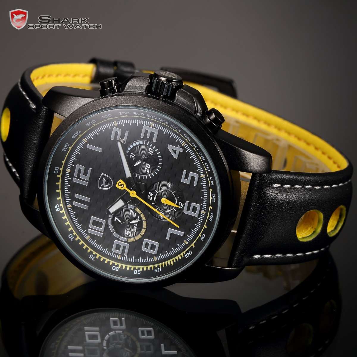 brand new SHARK Men's DAYTONA CARBON FIBER Dual Time Chronograph Watch w/ BOX,PAPERS