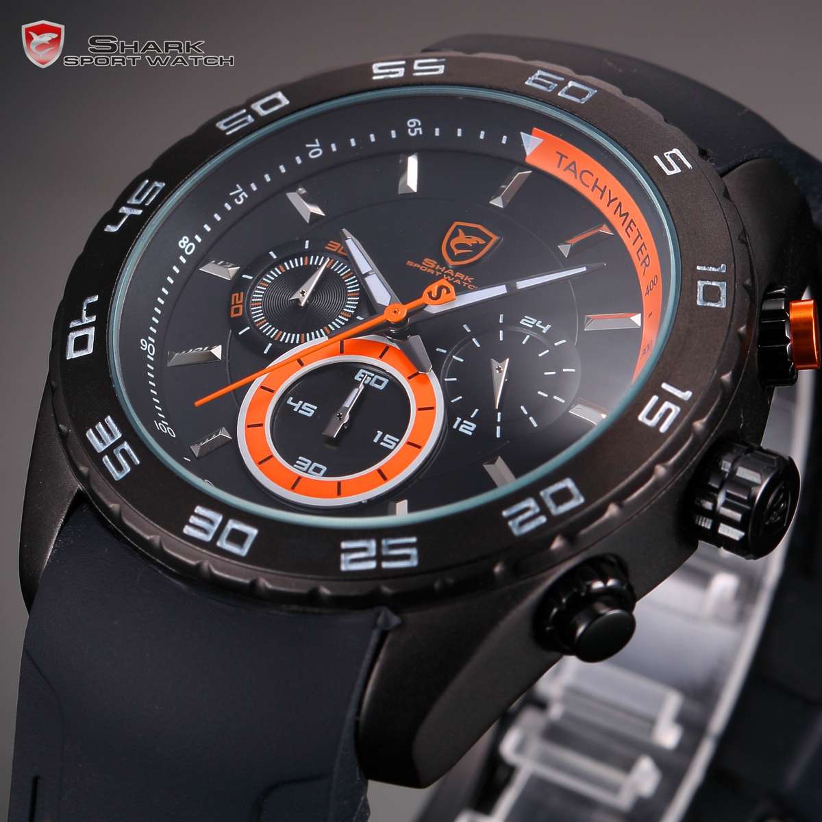 Brand new! SHARK CARBON INFUSED BLACK LEATHER CHRONOGRAPH WATCH W/ BOX, PAPERS, LOADED!!