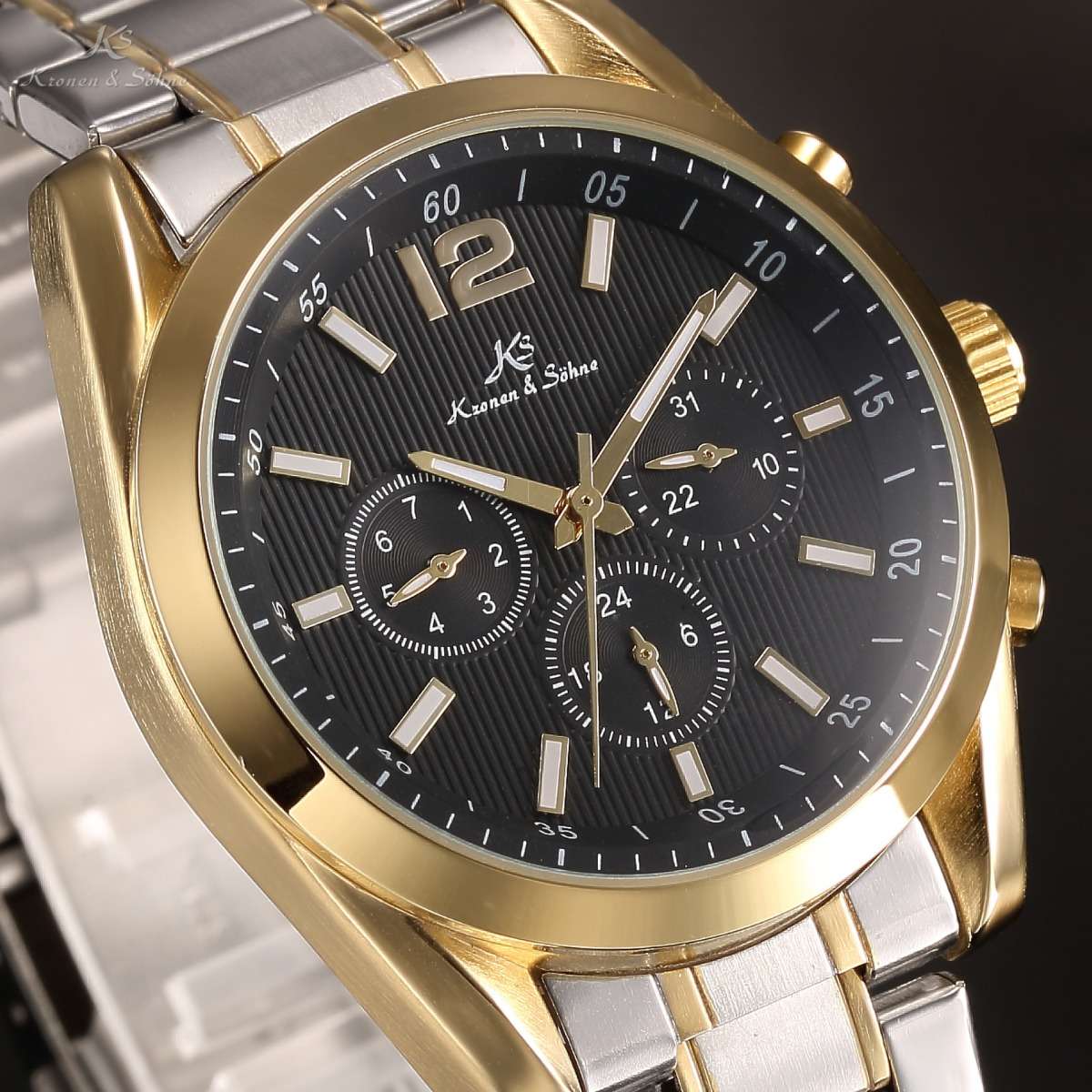 KRONEN & SOHNE Imperial Collection Automatic Classic Black Chronograph Watch