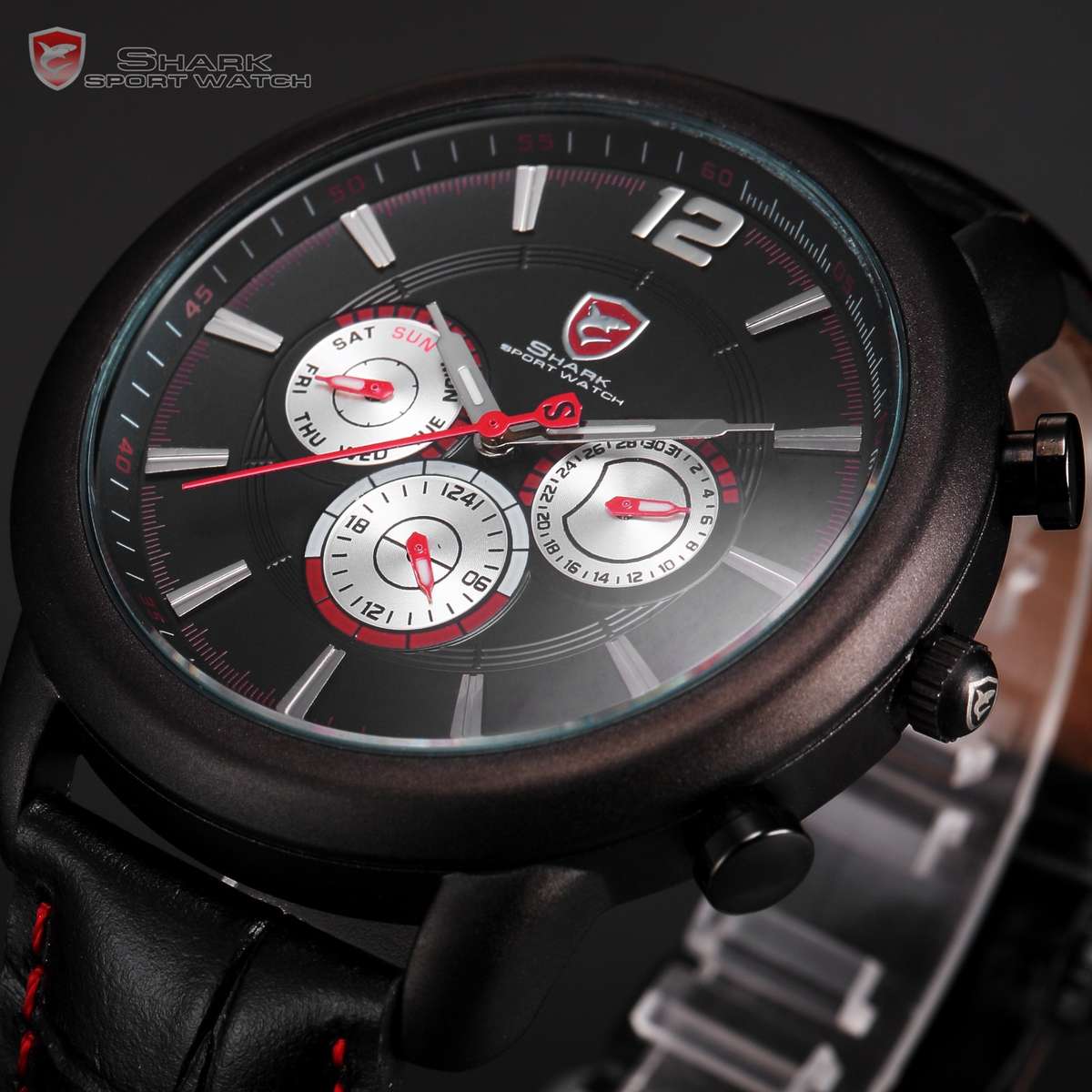 New!! SHARK Relogio F1 1/20 DUAL TIME 47mm Chrono Watch W/ BOX, PAPERS, LOADED!!