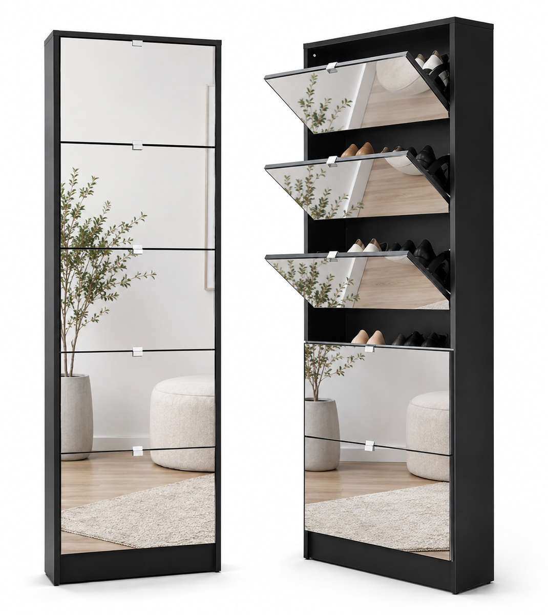 KC FURN - 5 Door Mirror Shoe Cabinet