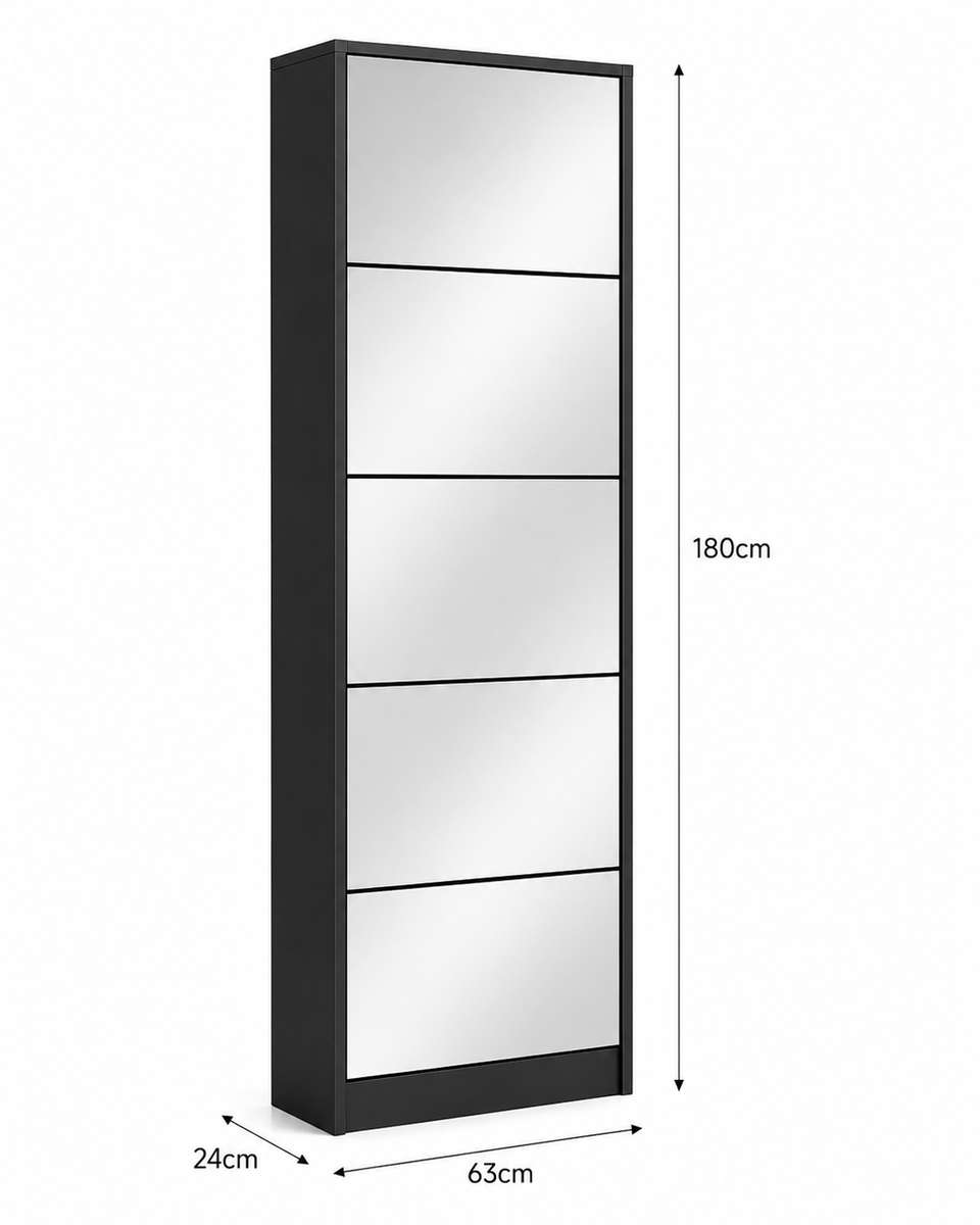 KC FURN - 5 Door Mirror Shoe Cabinet