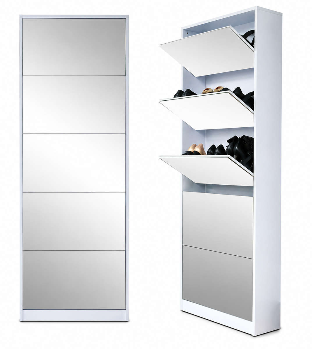 KC FURN - 5 Door Mirror Shoe Cabinet