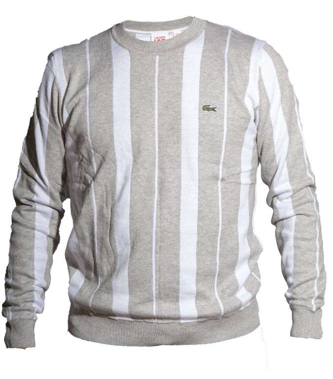 Lacoste Live Sweater grey white strip - Lacoste Medium